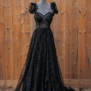 Black lace wedding dress